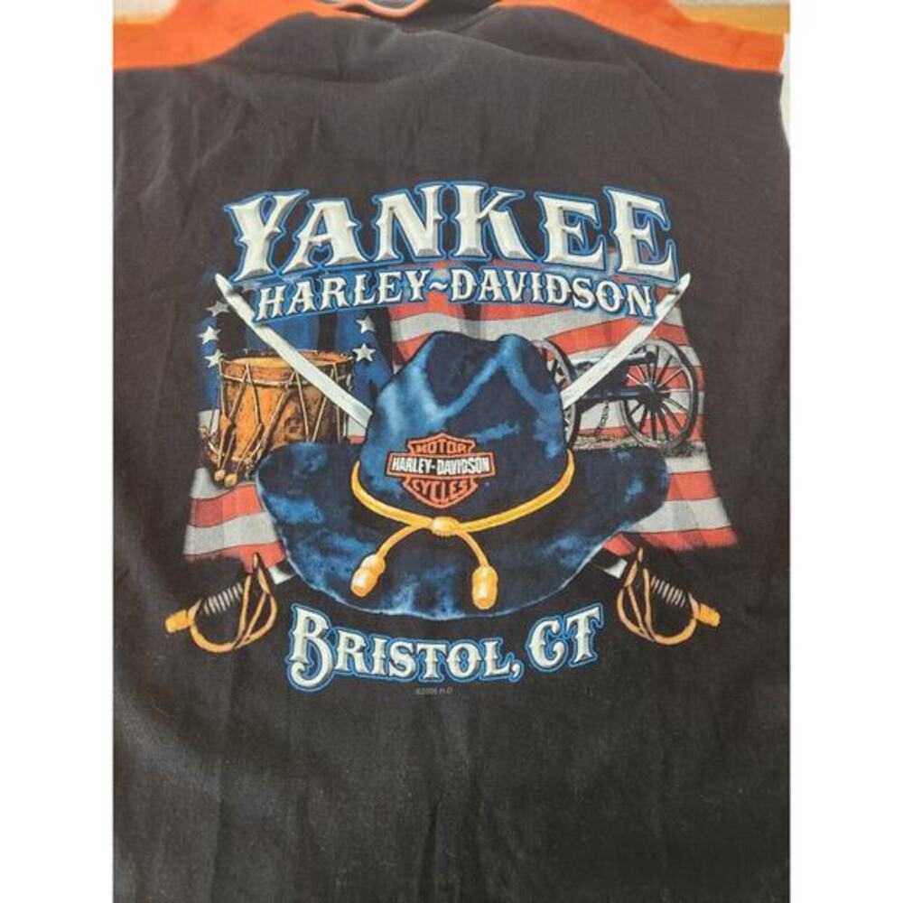 Harley Davidson Yankee Bristol CT Polo Shirt Mens XL Black Orange 2005 - Picture 6 of 7